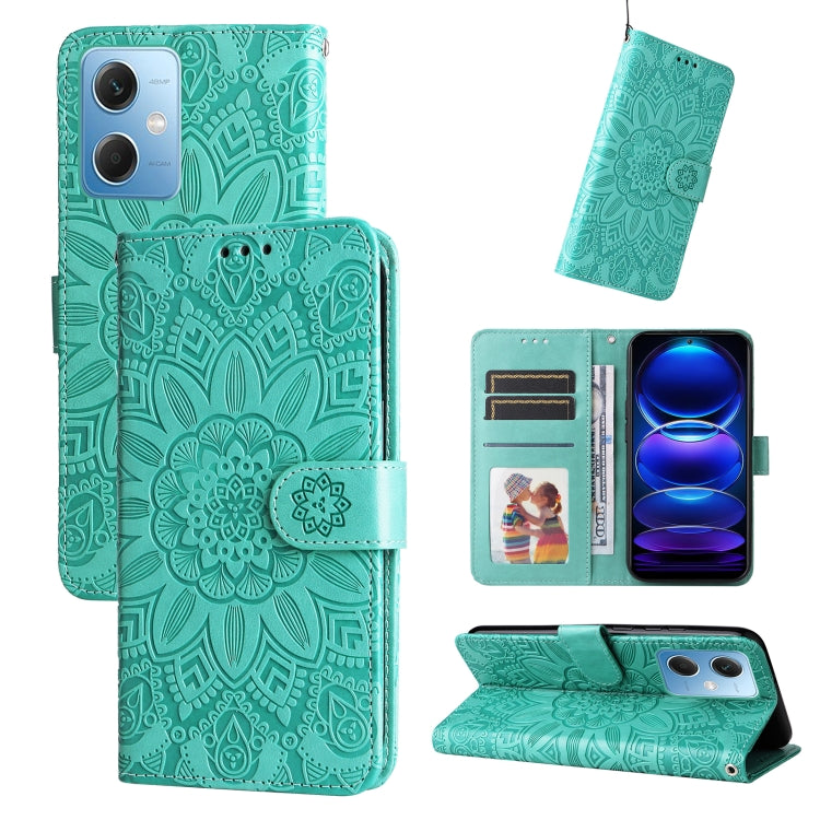 Embossed Sunflower Leather Phone Case, For Xiaomi Redmi A1+, For Xiaomi Redmi 11 Prime 4G, For Xiaomi Redmi Note 12 China, For Xiaomi Redmi Note 12 Pro 5G China, For Xiaomi Redmi Note 12 Pro+ China