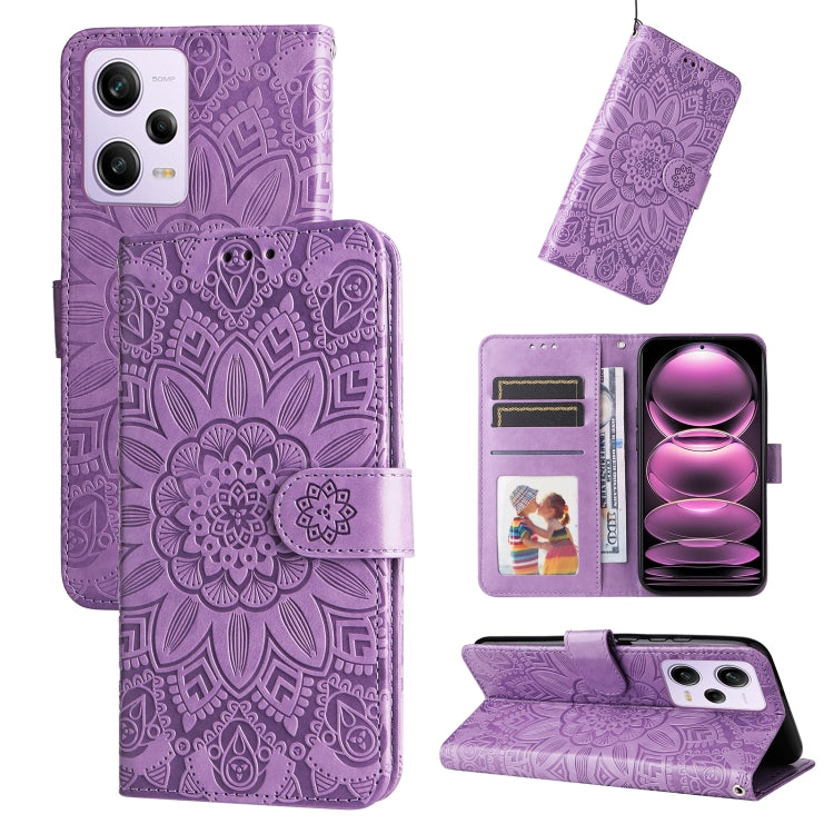 Embossed Sunflower Leather Phone Case, For Xiaomi Redmi A1+, For Xiaomi Redmi 11 Prime 4G, For Xiaomi Redmi Note 12 China, For Xiaomi Redmi Note 12 Pro 5G China, For Xiaomi Redmi Note 12 Pro+ China