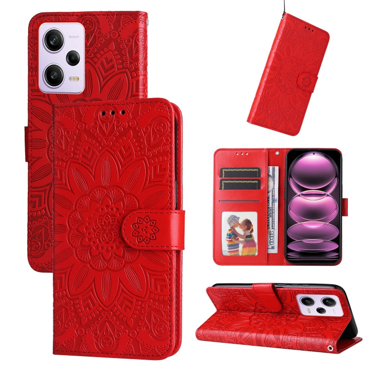 Embossed Sunflower Leather Phone Case, For Xiaomi Redmi A1+, For Xiaomi Redmi 11 Prime 4G, For Xiaomi Redmi Note 12 China, For Xiaomi Redmi Note 12 Pro 5G China, For Xiaomi Redmi Note 12 Pro+ China