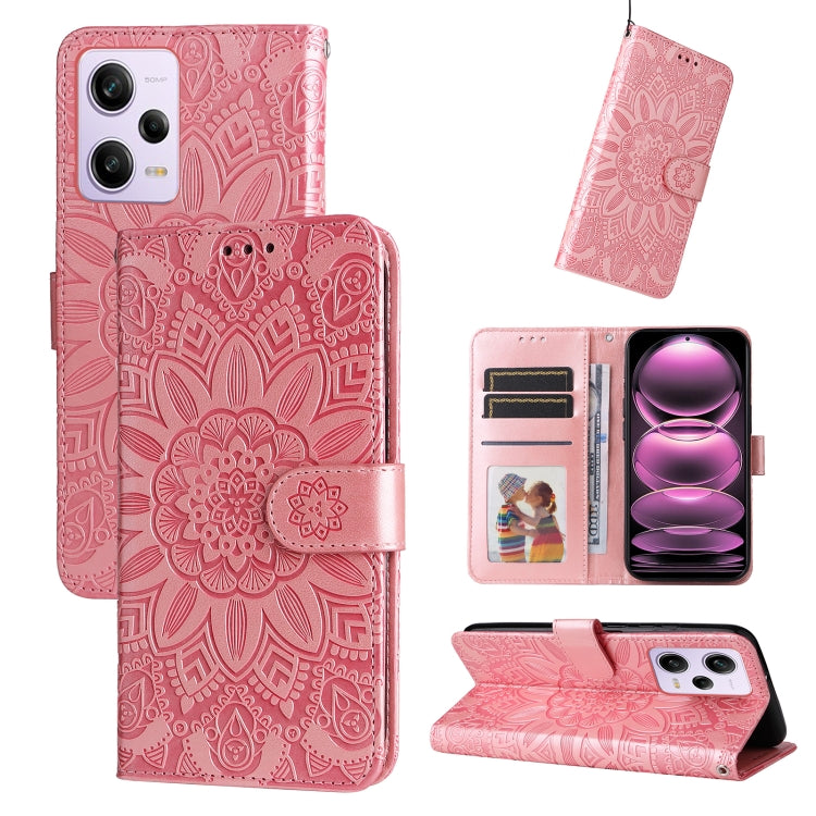 Embossed Sunflower Leather Phone Case, For Xiaomi Redmi A1+, For Xiaomi Redmi 11 Prime 4G, For Xiaomi Redmi Note 12 China, For Xiaomi Redmi Note 12 Pro 5G China, For Xiaomi Redmi Note 12 Pro+ China