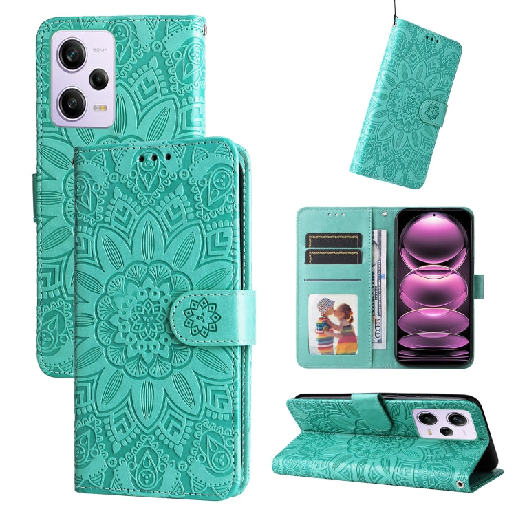Embossed Sunflower Leather Phone Case, For Xiaomi Redmi A1+, For Xiaomi Redmi 11 Prime 4G, For Xiaomi Redmi Note 12 China, For Xiaomi Redmi Note 12 Pro 5G China, For Xiaomi Redmi Note 12 Pro+ China