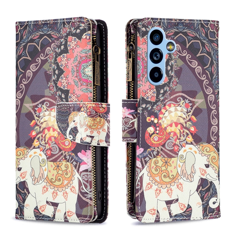 Colored Drawing Pattern Zipper Leather Phone Case, For Samsung Galaxy A54 5G