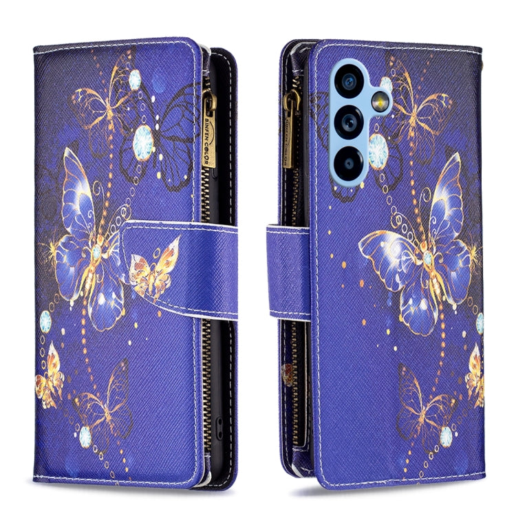 Colored Drawing Pattern Zipper Leather Phone Case, For Samsung Galaxy A54 5G