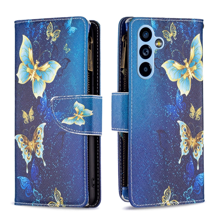 Colored Drawing Pattern Zipper Leather Phone Case, For Samsung Galaxy A54 5G