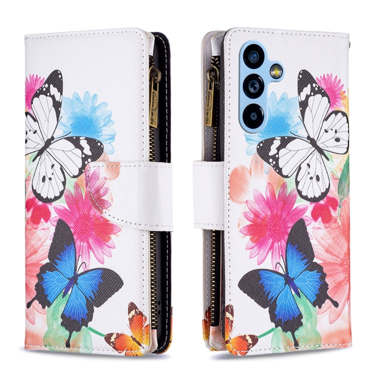 Colored Drawing Pattern Zipper Leather Phone Case, For Samsung Galaxy A54 5G