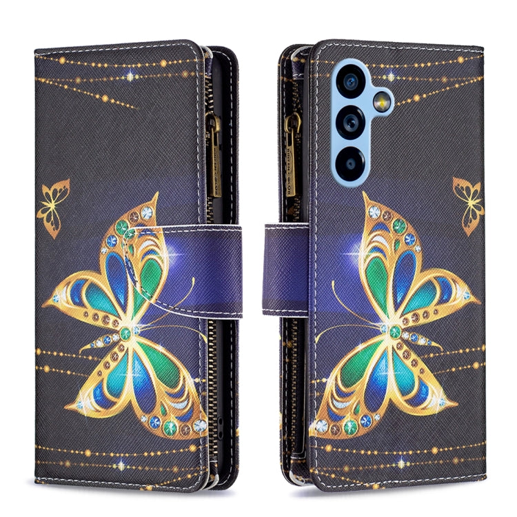 Colored Drawing Pattern Zipper Leather Phone Case, For Samsung Galaxy A54 5G