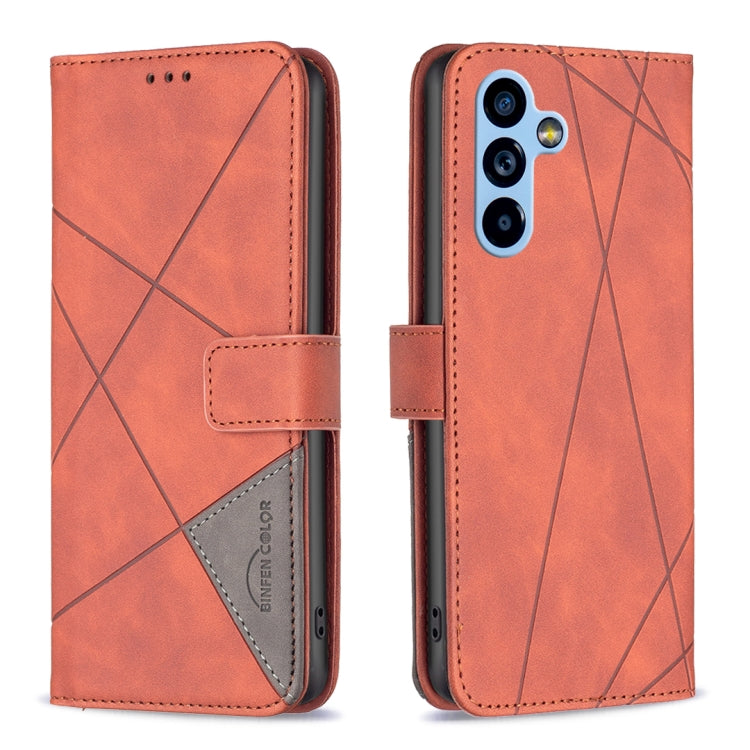 Magnetic Buckle Rhombus Texture Leather Phone Case, For Samsung Galaxy A54 5G