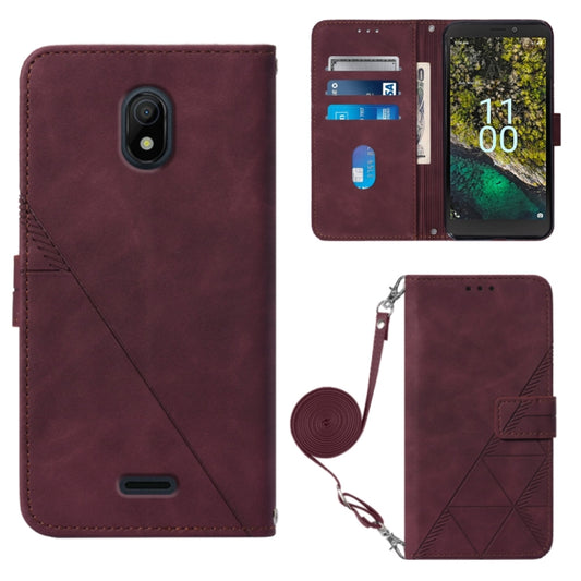 Crossbody 3D Embossed Flip Leather Phone Case, For Nokia C100, For Nokia C200, For Nokia G11 Plus, For Nokia G60 5G, For Nokia G100, For Nokia G400, For OPPO A17 4G, For OPPO A55S 5G CPH2309 JP Edition