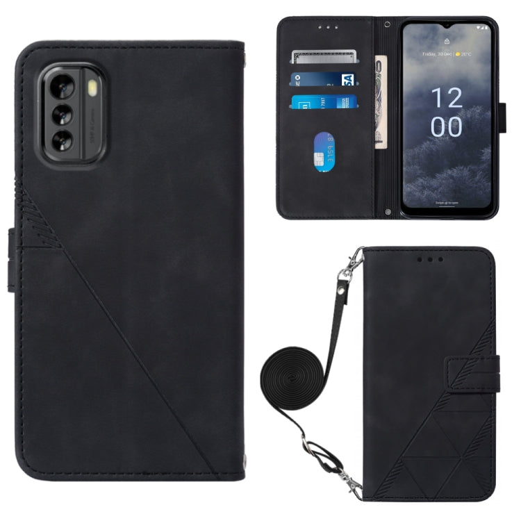Crossbody 3D Embossed Flip Leather Phone Case, For Nokia G11 Plus, For Nokia G60 5G, For Nokia G100, For Nokia G400, For OPPO A17 4G, For OPPO A55S 5G CPH2309 JP Edition, For OPPO Reno7 A JP Edition, For Sony Xperia 5 IV