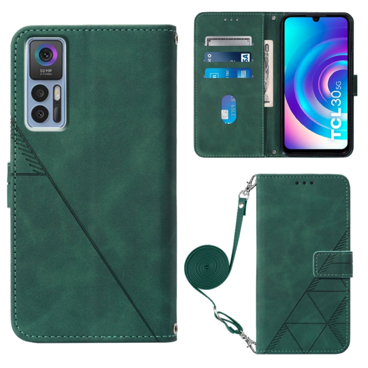 Crossbody 3D Embossed Flip Leather Phone Case, For OPPO Reno7 A JP Edition, For Sony Xperia 5 IV, For TCL 30 5G / 30+ 5G, For TCL 30T T603DL, For TCL 30 V 5G T781S / 30XE 5G, For TCL 30Z T602DL, For TCL 303, TCL 305i With fingerprint