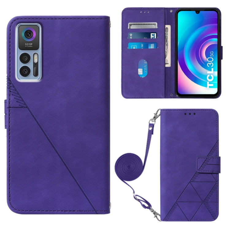 Crossbody 3D Embossed Flip Leather Phone Case, For OPPO Reno7 A JP Edition, For Sony Xperia 5 IV, For TCL 30 5G / 30+ 5G, For TCL 30T T603DL, For TCL 30 V 5G T781S / 30XE 5G, For TCL 30Z T602DL, For TCL 303, TCL 305i With fingerprint