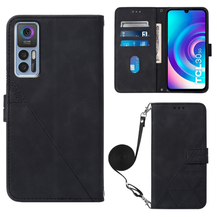 Crossbody 3D Embossed Flip Leather Phone Case, For OPPO Reno7 A JP Edition, For Sony Xperia 5 IV, For TCL 30 5G / 30+ 5G, For TCL 30T T603DL, For TCL 30 V 5G T781S / 30XE 5G, For TCL 30Z T602DL, For TCL 303, TCL 305i With fingerprint