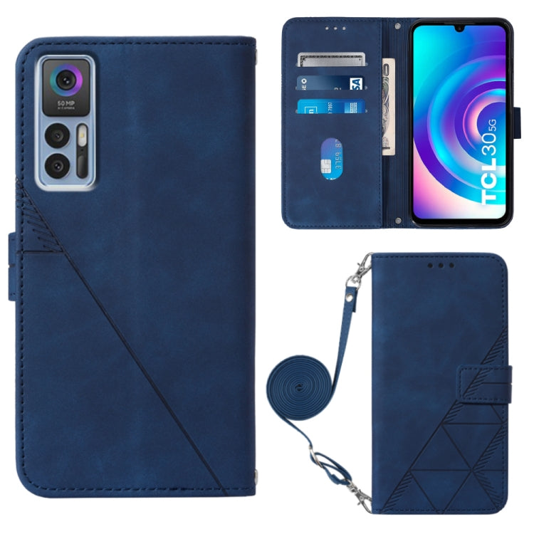 Crossbody 3D Embossed Flip Leather Phone Case, For OPPO Reno7 A JP Edition, For Sony Xperia 5 IV, For TCL 30 5G / 30+ 5G, For TCL 30T T603DL, For TCL 30 V 5G T781S / 30XE 5G, For TCL 30Z T602DL, For TCL 303, TCL 305i With fingerprint