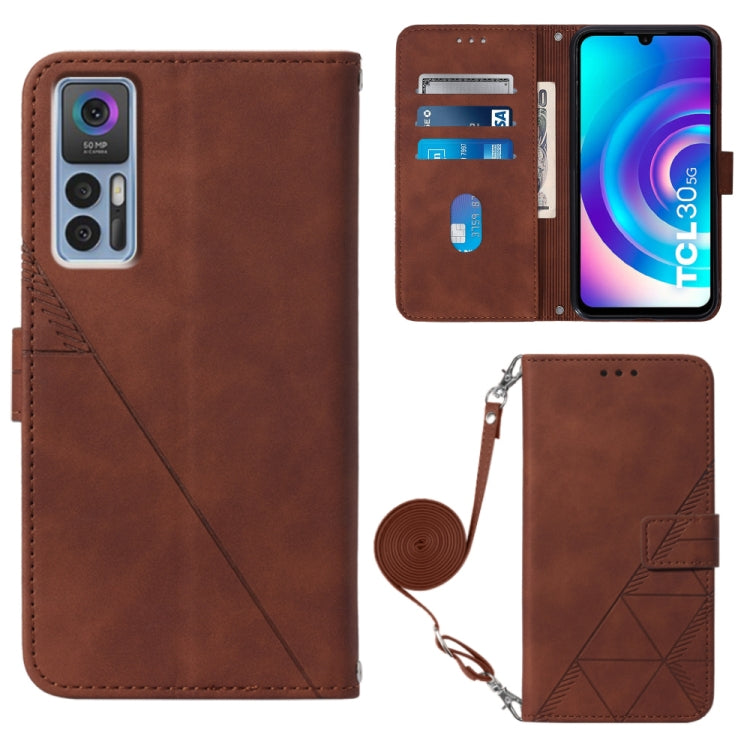 Crossbody 3D Embossed Flip Leather Phone Case, For OPPO Reno7 A JP Edition, For Sony Xperia 5 IV, For TCL 30 5G / 30+ 5G, For TCL 30T T603DL, For TCL 30 V 5G T781S / 30XE 5G, For TCL 30Z T602DL, For TCL 303, TCL 305i With fingerprint