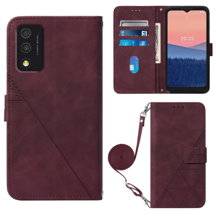 Crossbody 3D Embossed Flip Leather Phone Case, For OPPO Reno7 A JP Edition, For Sony Xperia 5 IV, For TCL 30 5G / 30+ 5G, For TCL 30T T603DL, For TCL 30 V 5G T781S / 30XE 5G, For TCL 30Z T602DL, For TCL 303, TCL 305i With fingerprint