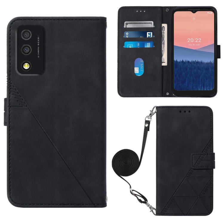 Crossbody 3D Embossed Flip Leather Phone Case, For OPPO Reno7 A JP Edition, For Sony Xperia 5 IV, For TCL 30 5G / 30+ 5G, For TCL 30T T603DL, For TCL 30 V 5G T781S / 30XE 5G, For TCL 30Z T602DL, For TCL 303, TCL 305i With fingerprint