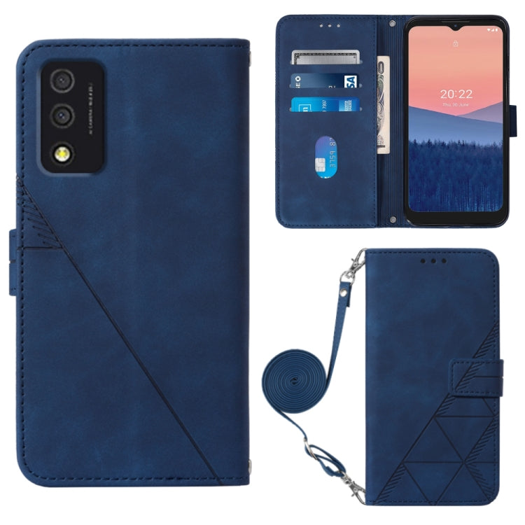 Crossbody 3D Embossed Flip Leather Phone Case, For OPPO Reno7 A JP Edition, For Sony Xperia 5 IV, For TCL 30 5G / 30+ 5G, For TCL 30T T603DL, For TCL 30 V 5G T781S / 30XE 5G, For TCL 30Z T602DL, For TCL 303, TCL 305i With fingerprint