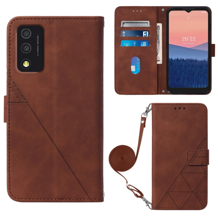 Crossbody 3D Embossed Flip Leather Phone Case, For OPPO Reno7 A JP Edition, For Sony Xperia 5 IV, For TCL 30 5G / 30+ 5G, For TCL 30T T603DL, For TCL 30 V 5G T781S / 30XE 5G, For TCL 30Z T602DL, For TCL 303, TCL 305i With fingerprint