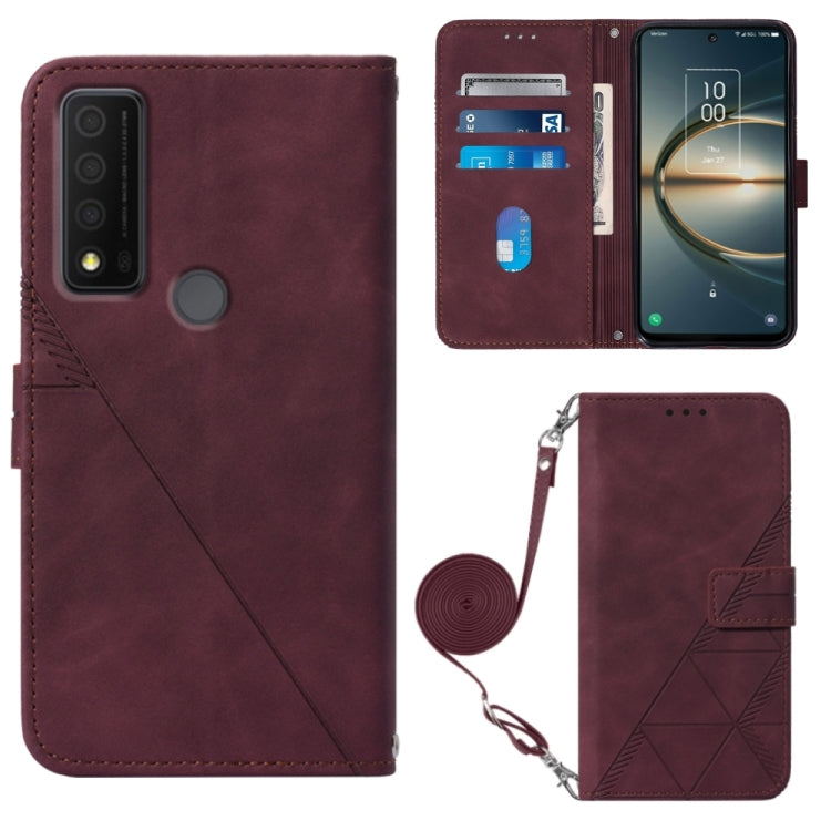 Crossbody 3D Embossed Flip Leather Phone Case, For OPPO Reno7 A JP Edition, For Sony Xperia 5 IV, For TCL 30 5G / 30+ 5G, For TCL 30T T603DL, For TCL 30 V 5G T781S / 30XE 5G, For TCL 30Z T602DL, For TCL 303, TCL 305i With fingerprint