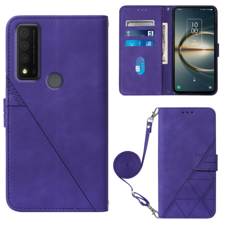 Crossbody 3D Embossed Flip Leather Phone Case, For OPPO Reno7 A JP Edition, For Sony Xperia 5 IV, For TCL 30 5G / 30+ 5G, For TCL 30T T603DL, For TCL 30 V 5G T781S / 30XE 5G, For TCL 30Z T602DL, For TCL 303, TCL 305i With fingerprint