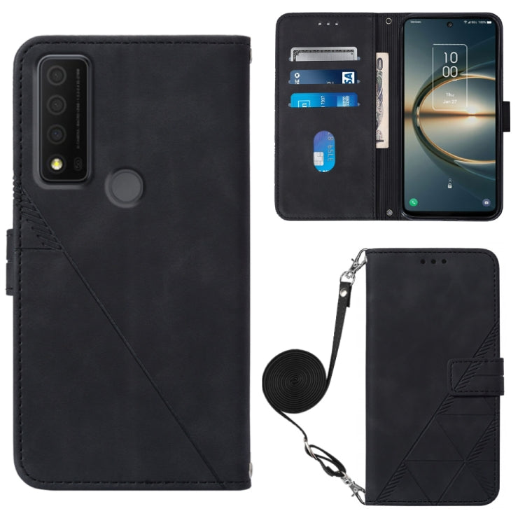 Crossbody 3D Embossed Flip Leather Phone Case, For OPPO Reno7 A JP Edition, For Sony Xperia 5 IV, For TCL 30 5G / 30+ 5G, For TCL 30T T603DL, For TCL 30 V 5G T781S / 30XE 5G, For TCL 30Z T602DL, For TCL 303, TCL 305i With fingerprint