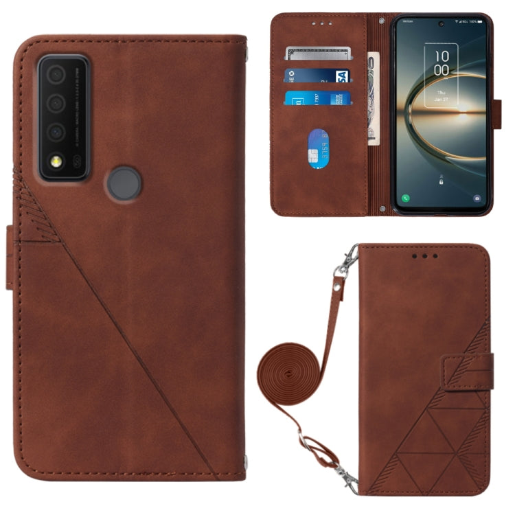 Crossbody 3D Embossed Flip Leather Phone Case, For OPPO Reno7 A JP Edition, For Sony Xperia 5 IV, For TCL 30 5G / 30+ 5G, For TCL 30T T603DL, For TCL 30 V 5G T781S / 30XE 5G, For TCL 30Z T602DL, For TCL 303, TCL 305i With fingerprint