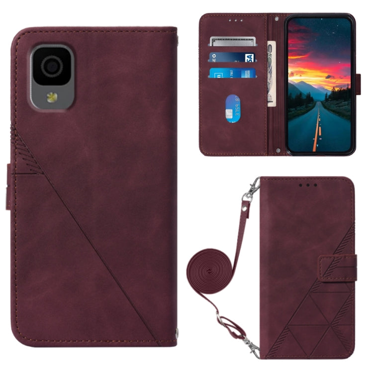 Crossbody 3D Embossed Flip Leather Phone Case, For OPPO Reno7 A JP Edition, For Sony Xperia 5 IV, For TCL 30 5G / 30+ 5G, For TCL 30T T603DL, For TCL 30 V 5G T781S / 30XE 5G, For TCL 30Z T602DL, For TCL 303, TCL 305i With fingerprint