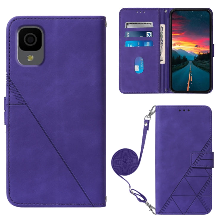 Crossbody 3D Embossed Flip Leather Phone Case, For OPPO Reno7 A JP Edition, For Sony Xperia 5 IV, For TCL 30 5G / 30+ 5G, For TCL 30T T603DL, For TCL 30 V 5G T781S / 30XE 5G, For TCL 30Z T602DL, For TCL 303, TCL 305i With fingerprint