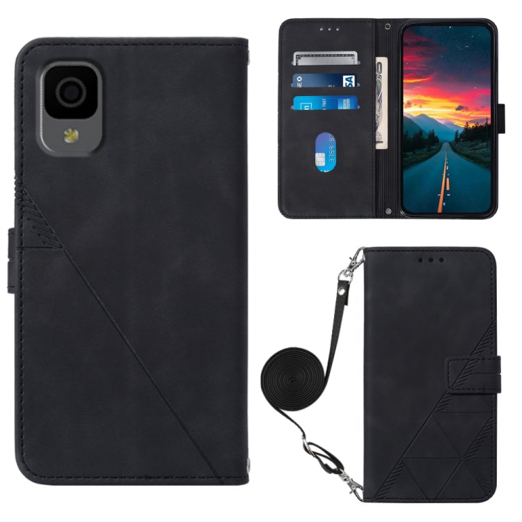 Crossbody 3D Embossed Flip Leather Phone Case, For OPPO Reno7 A JP Edition, For Sony Xperia 5 IV, For TCL 30 5G / 30+ 5G, For TCL 30T T603DL, For TCL 30 V 5G T781S / 30XE 5G, For TCL 30Z T602DL, For TCL 303, TCL 305i With fingerprint