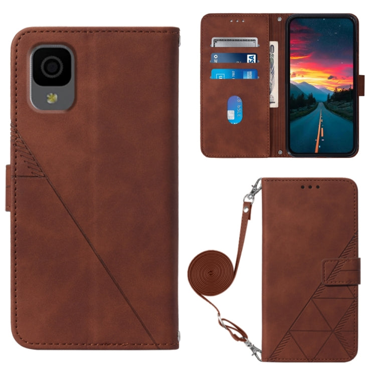 Crossbody 3D Embossed Flip Leather Phone Case, For OPPO Reno7 A JP Edition, For Sony Xperia 5 IV, For TCL 30 5G / 30+ 5G, For TCL 30T T603DL, For TCL 30 V 5G T781S / 30XE 5G, For TCL 30Z T602DL, For TCL 303, TCL 305i With fingerprint