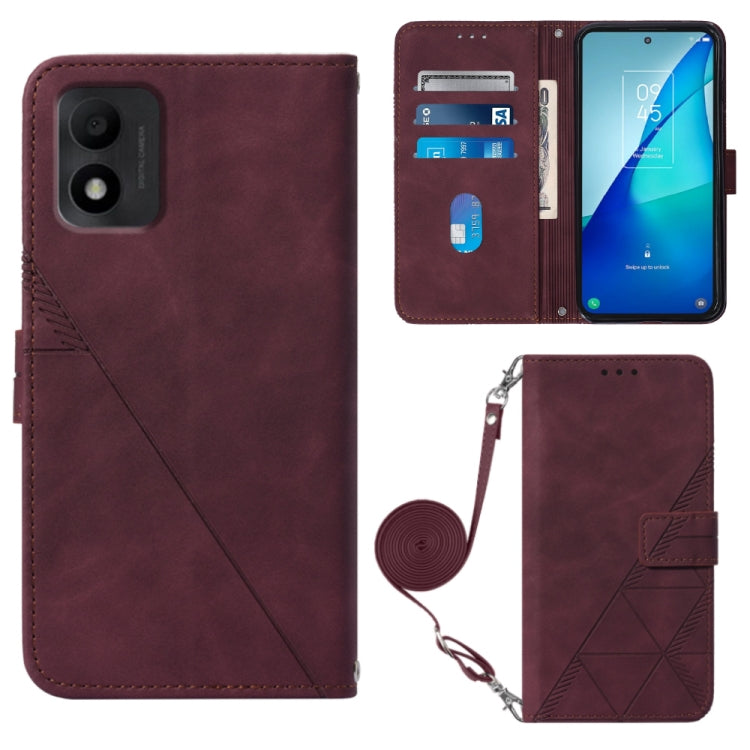 Crossbody 3D Embossed Flip Leather Phone Case, For OPPO Reno7 A JP Edition, For Sony Xperia 5 IV, For TCL 30 5G / 30+ 5G, For TCL 30T T603DL, For TCL 30 V 5G T781S / 30XE 5G, For TCL 30Z T602DL, For TCL 303, TCL 305i With fingerprint