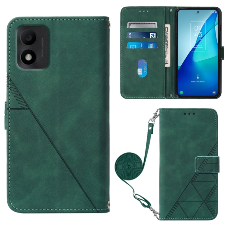 Crossbody 3D Embossed Flip Leather Phone Case, For OPPO Reno7 A JP Edition, For Sony Xperia 5 IV, For TCL 30 5G / 30+ 5G, For TCL 30T T603DL, For TCL 30 V 5G T781S / 30XE 5G, For TCL 30Z T602DL, For TCL 303, TCL 305i With fingerprint