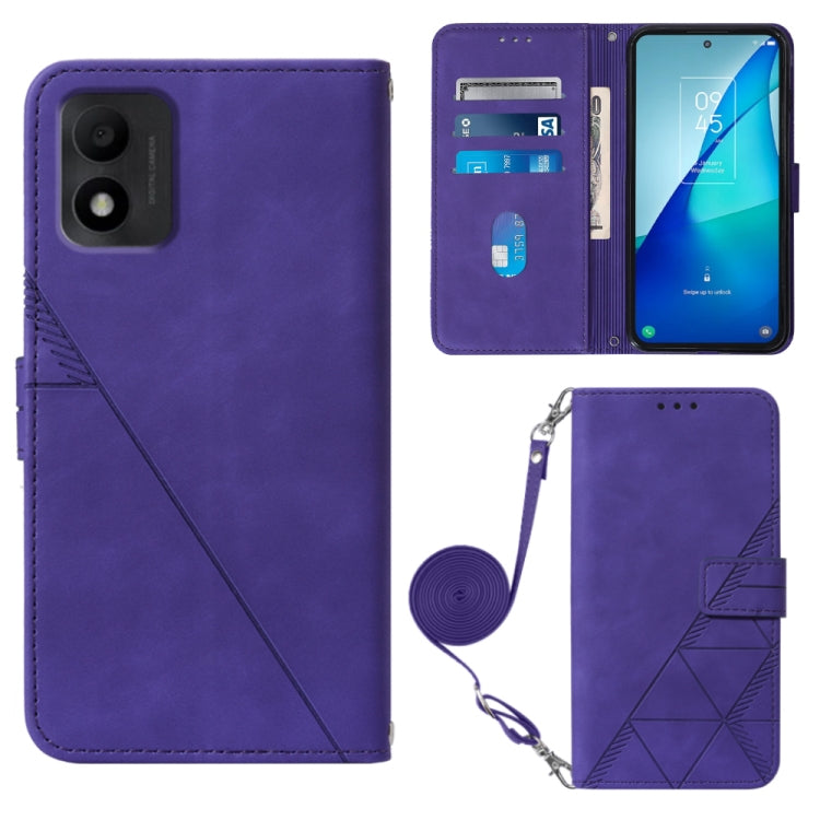 Crossbody 3D Embossed Flip Leather Phone Case, For OPPO Reno7 A JP Edition, For Sony Xperia 5 IV, For TCL 30 5G / 30+ 5G, For TCL 30T T603DL, For TCL 30 V 5G T781S / 30XE 5G, For TCL 30Z T602DL, For TCL 303, TCL 305i With fingerprint