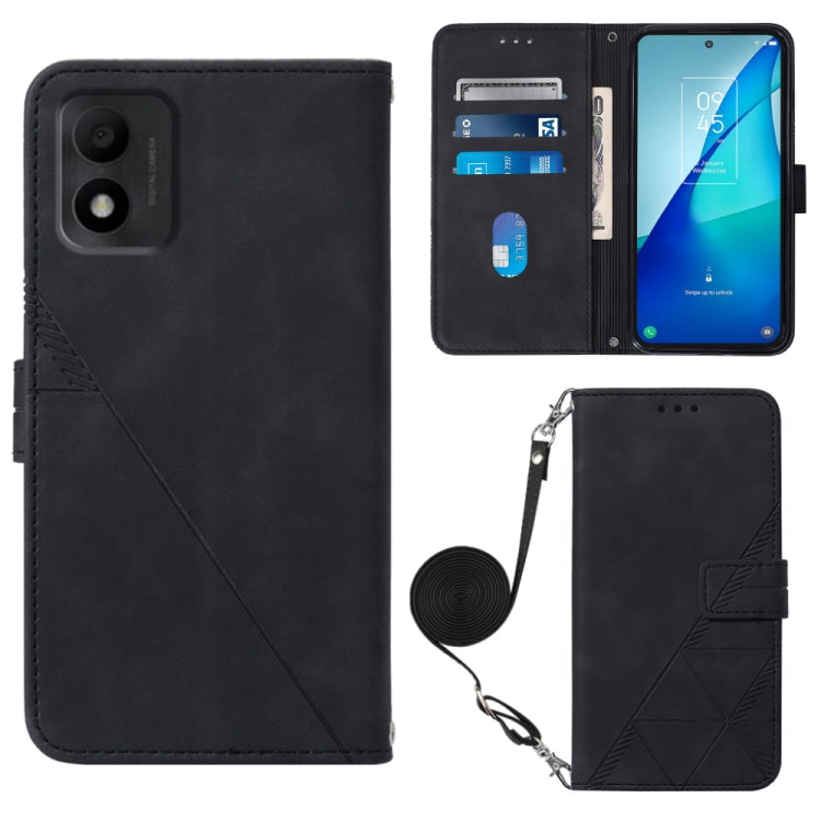 Crossbody 3D Embossed Flip Leather Phone Case, For OPPO Reno7 A JP Edition, For Sony Xperia 5 IV, For TCL 30 5G / 30+ 5G, For TCL 30T T603DL, For TCL 30 V 5G T781S / 30XE 5G, For TCL 30Z T602DL, For TCL 303, TCL 305i With fingerprint