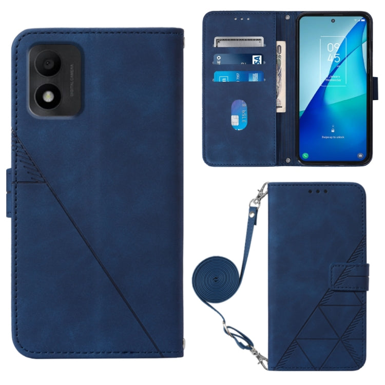 Crossbody 3D Embossed Flip Leather Phone Case, For OPPO Reno7 A JP Edition, For Sony Xperia 5 IV, For TCL 30 5G / 30+ 5G, For TCL 30T T603DL, For TCL 30 V 5G T781S / 30XE 5G, For TCL 30Z T602DL, For TCL 303, TCL 305i With fingerprint