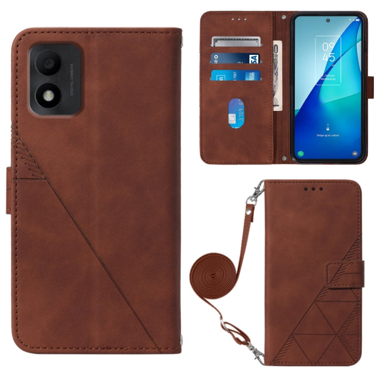 Crossbody 3D Embossed Flip Leather Phone Case, For OPPO Reno7 A JP Edition, For Sony Xperia 5 IV, For TCL 30 5G / 30+ 5G, For TCL 30T T603DL, For TCL 30 V 5G T781S / 30XE 5G, For TCL 30Z T602DL, For TCL 303, TCL 305i With fingerprint