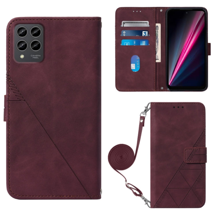 Crossbody 3D Embossed Flip Leather Phone Case, For TCL 30XL T701DL, For TCL Stylus 5G, For T-Mobile Revvl 6 5G, For T-Mobile Revvl 6 Pro 5G, For ZTE Axon 40 Pro, For ZTE Axon 40 Ultra, For ZTE Consumer Cellular ZMAX 5G, For ZTE Nubia Z40S Pro