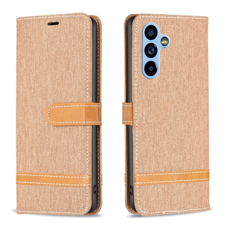 Color Block Denim Texture Leather Phone Case, For Samsung Galaxy A54 5G