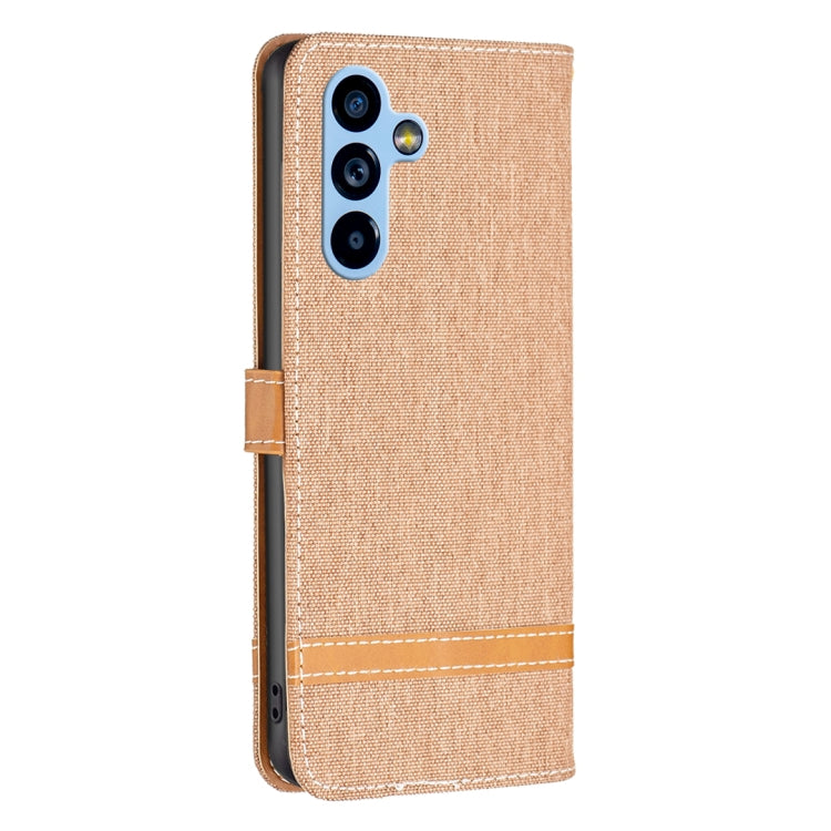 Color Block Denim Texture Leather Phone Case, For Samsung Galaxy A54 5G