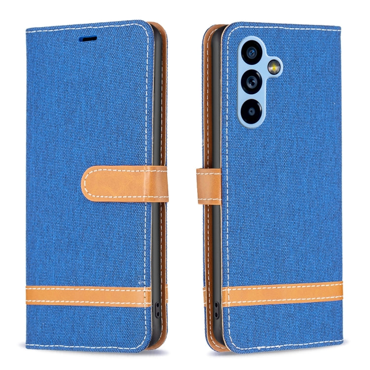 Color Block Denim Texture Leather Phone Case, For Samsung Galaxy A54 5G