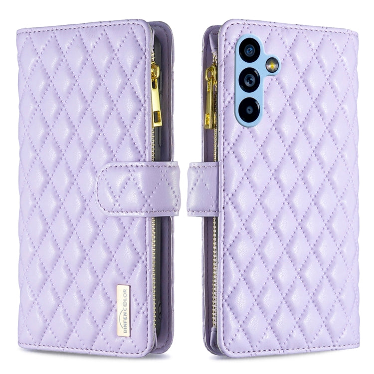 Diamond Lattice Zipper Wallet Leather Flip Phone Case, For Samsung Galaxy A54 5G