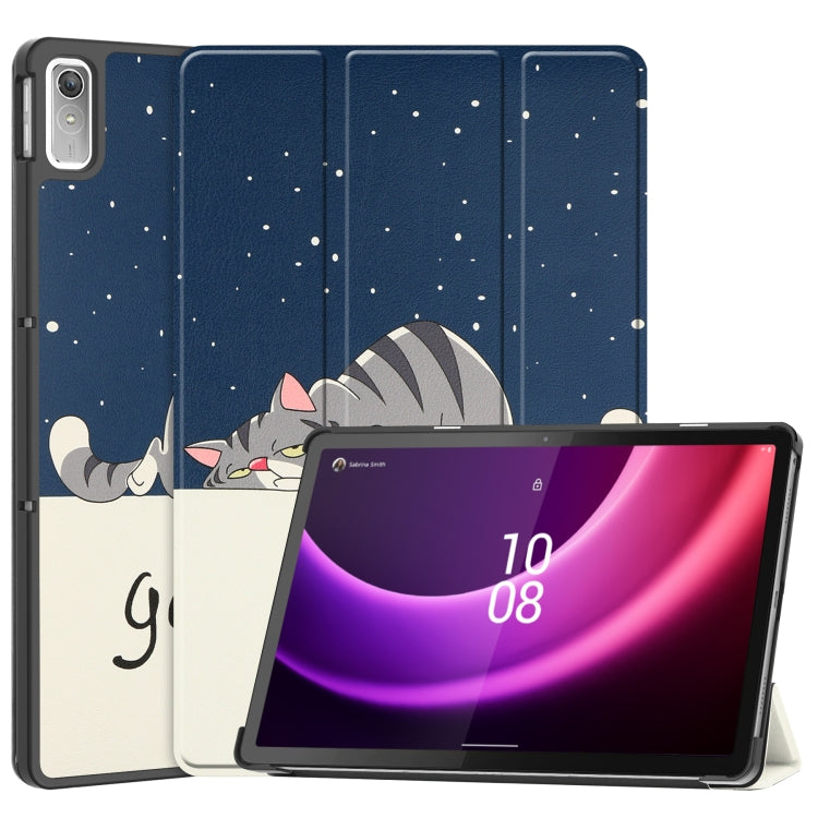 Custer Painted 3-Fold Holder Leather Smart Tablet Case, For Lenovo Tab P11 Gen 2