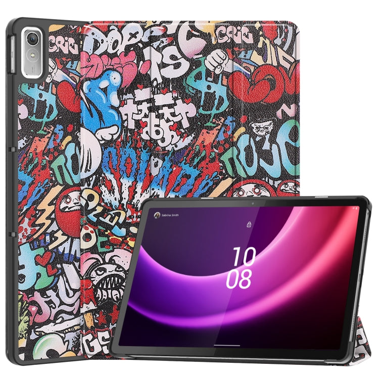 Custer Painted 3-Fold Holder Leather Smart Tablet Case, For Lenovo Tab P11 Gen 2