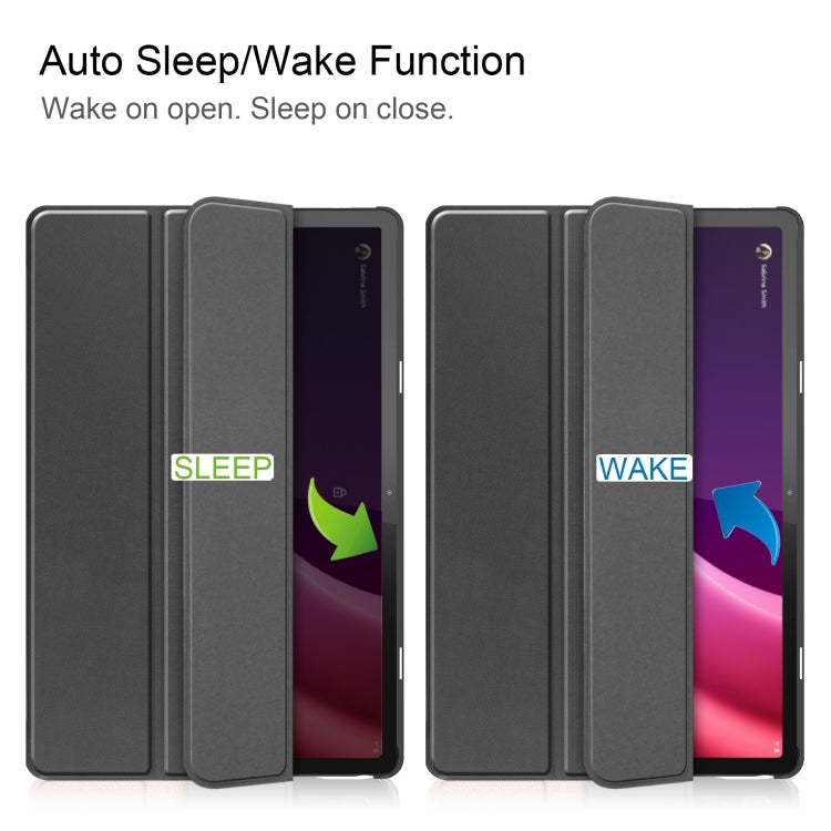 Custer Pure Color 3-Fold Holder Leather Smart Tablet Case, For Lenovo Tab P11 Gen 2
