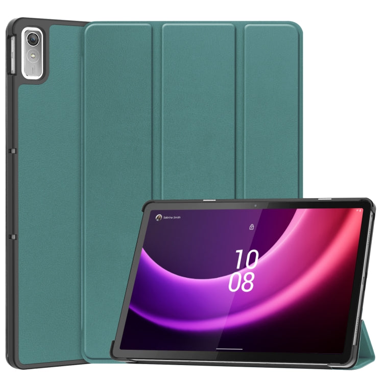 Custer Pure Color 3-Fold Holder Leather Smart Tablet Case, For Lenovo Tab P11 Gen 2