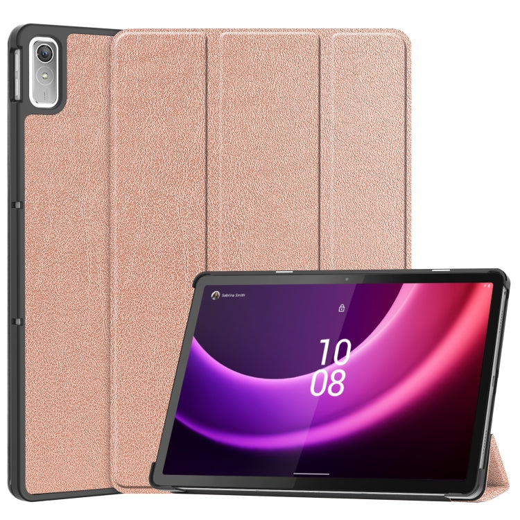 Custer Pure Color 3-Fold Holder Leather Smart Tablet Case, For Lenovo Tab P11 Gen 2