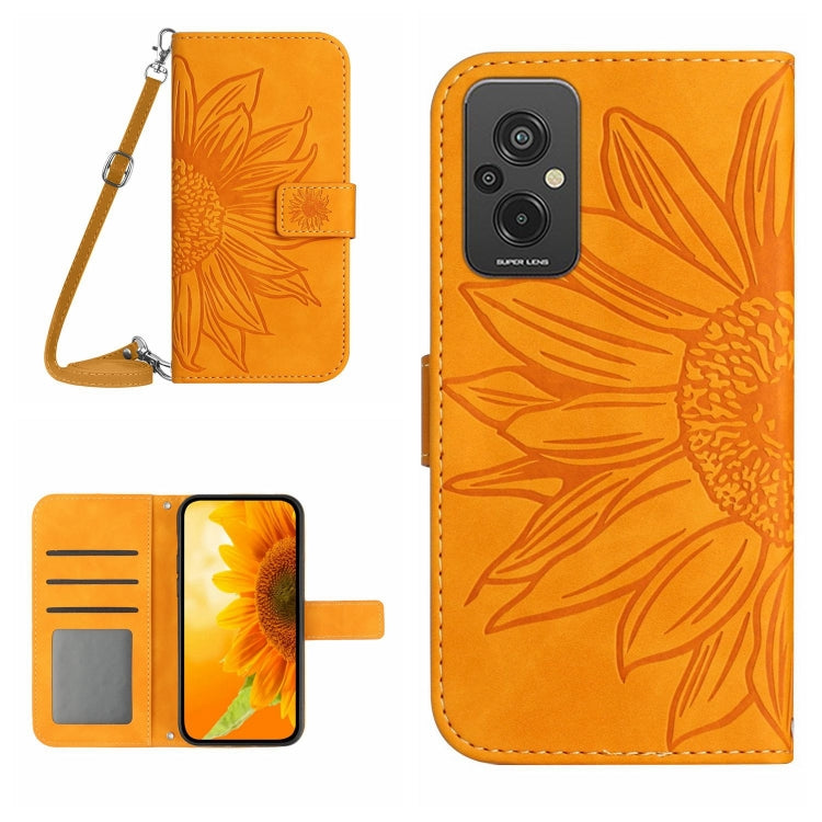 Skin Feel Sun Flower Pattern Flip Leather Phone Case with Lanyard, For Xiaomi Redmi 11 Prime 4G, For Xiaomi Redmi 11 Prime 5G, For Xiaomi Redmi Note 12 China, For Xiaomi Redmi Note 12 Pro 5G China