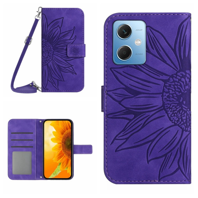 Skin Feel Sun Flower Pattern Flip Leather Phone Case with Lanyard, For Xiaomi Redmi 11 Prime 4G, For Xiaomi Redmi 11 Prime 5G, For Xiaomi Redmi Note 12 China, For Xiaomi Redmi Note 12 Pro 5G China