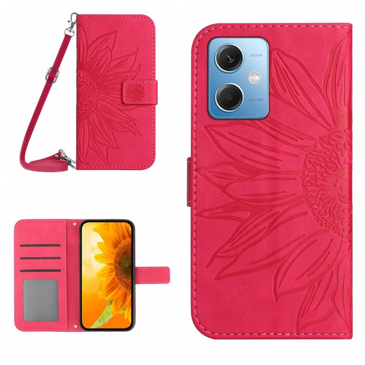 Skin Feel Sun Flower Pattern Flip Leather Phone Case with Lanyard, For Xiaomi Redmi 11 Prime 4G, For Xiaomi Redmi 11 Prime 5G, For Xiaomi Redmi Note 12 China, For Xiaomi Redmi Note 12 Pro 5G China