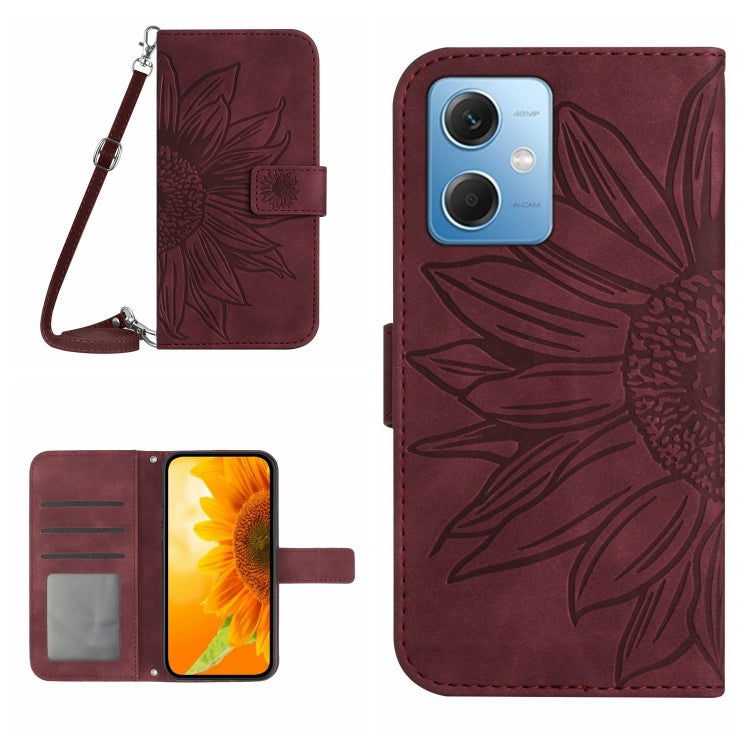 Skin Feel Sun Flower Pattern Flip Leather Phone Case with Lanyard, For Xiaomi Redmi 11 Prime 4G, For Xiaomi Redmi 11 Prime 5G, For Xiaomi Redmi Note 12 China, For Xiaomi Redmi Note 12 Pro 5G China